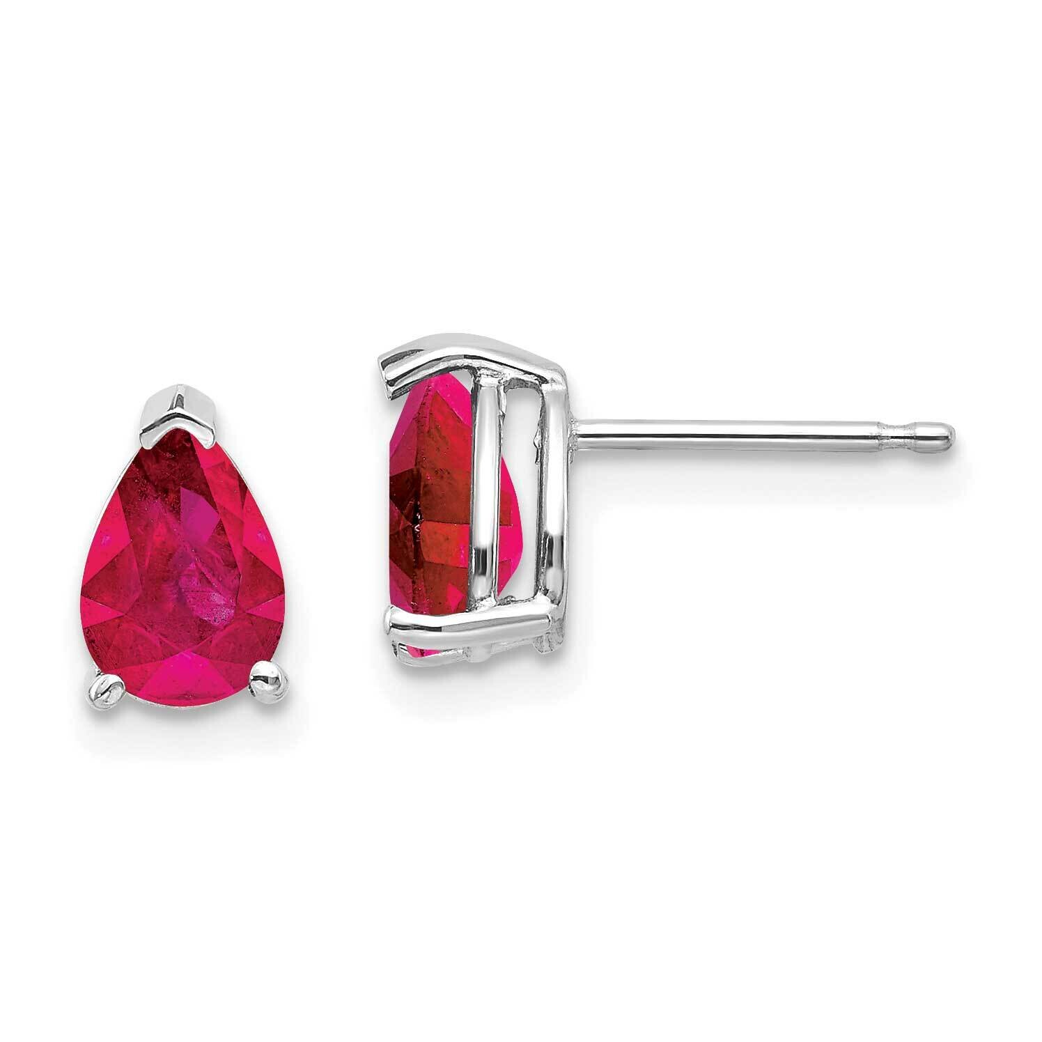 Ruby Earrings 14k White Gold XE80WR-B, MPN: XE80WR-B, 883957338262