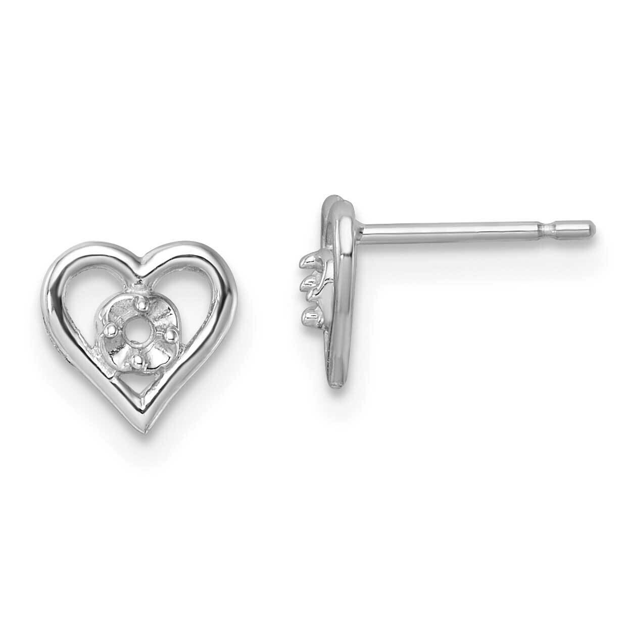 White Diamond & Gemstone Heart Earring Mountings 14k Gold XE838W