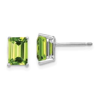 7x5mm Emerald Cut Peridot Earrings 14k White Gold XE66WPE, MPN: XE66WPE, 883957095981