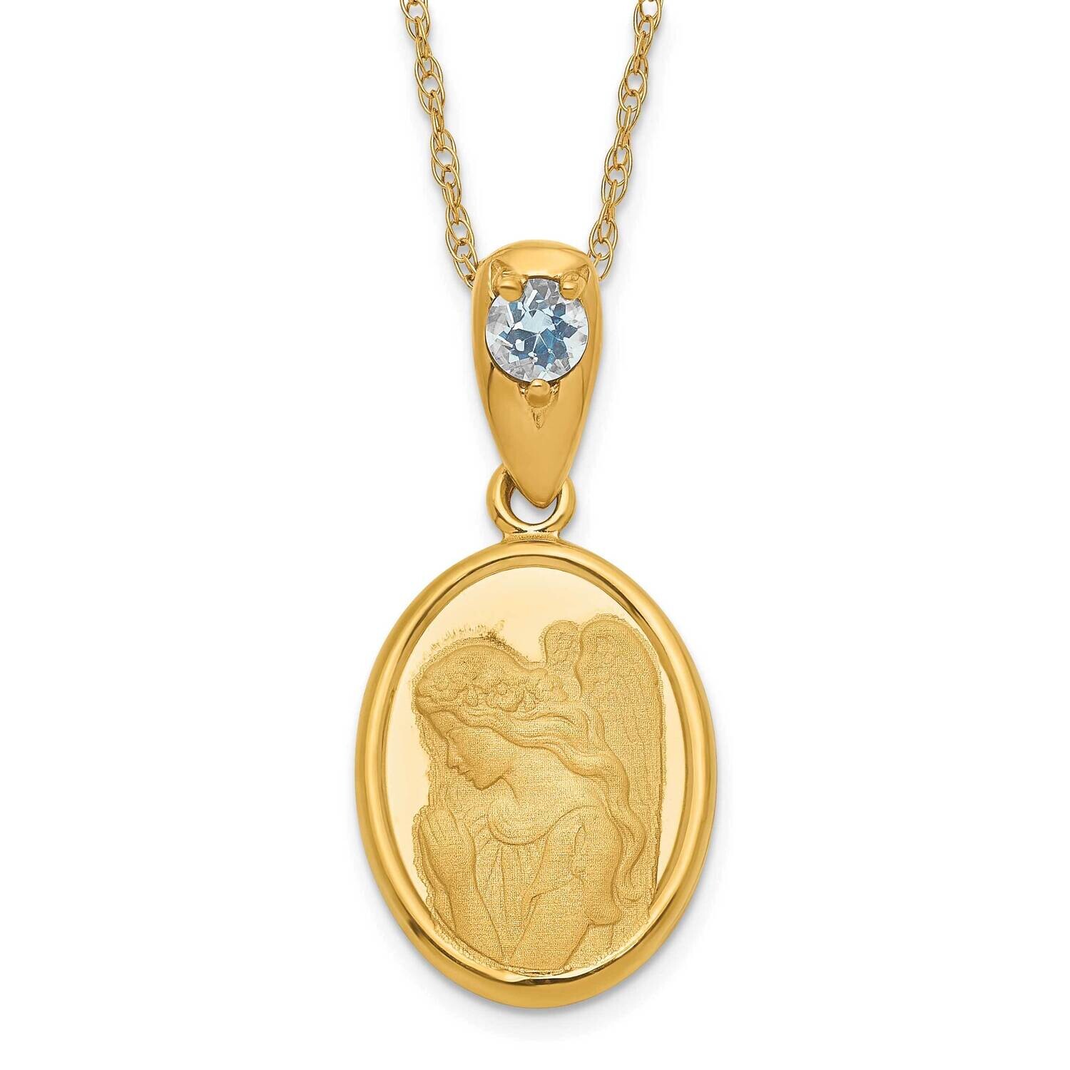 Wings of Love with 18 Inch Chain March Necklace 14k Gold XU716