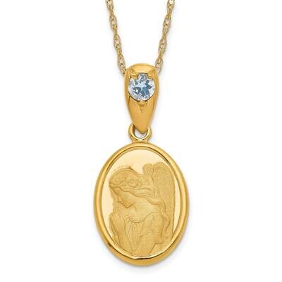 Wings of Love with 18 Inch Chain March Necklace 14k Gold XU716