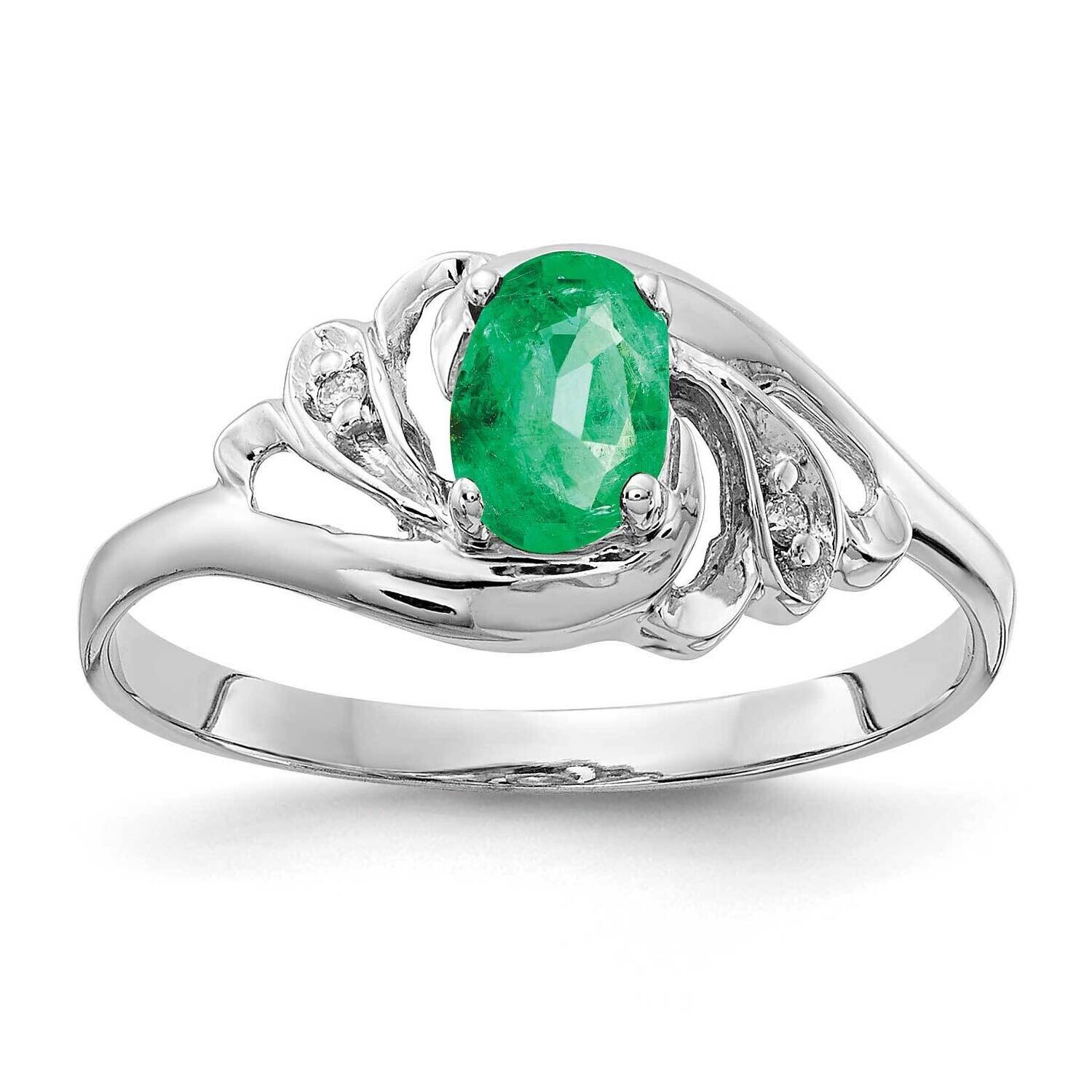 6x4mm Oval Emerald Diamond Ring 14k White Gold X9717E_AA