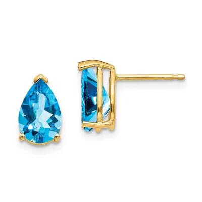 9x6mm Pear Blue Topaz Earrings 14k Gold XE82BT, MPN: XE82BT, 883957341620