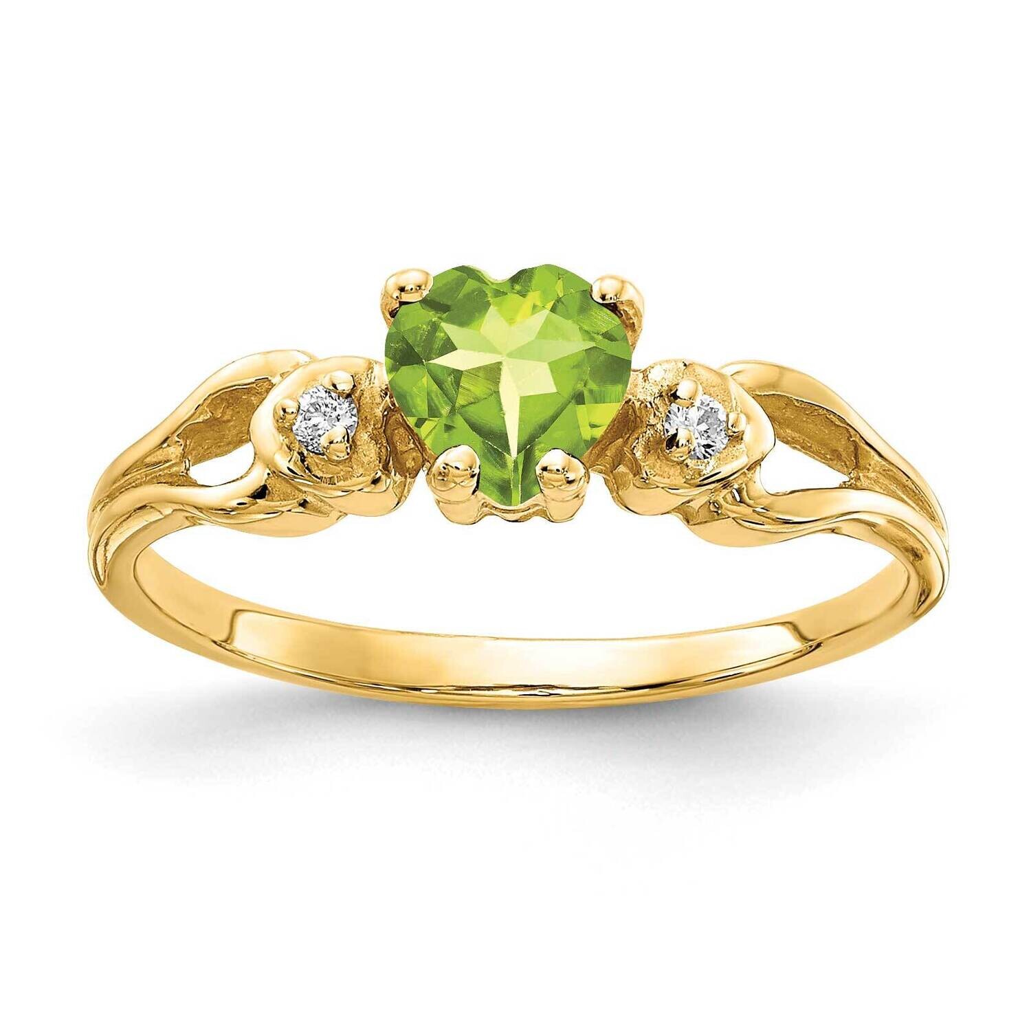 5Mm Heart Peridot Diamond Ring 14k Gold Y2186PE/A