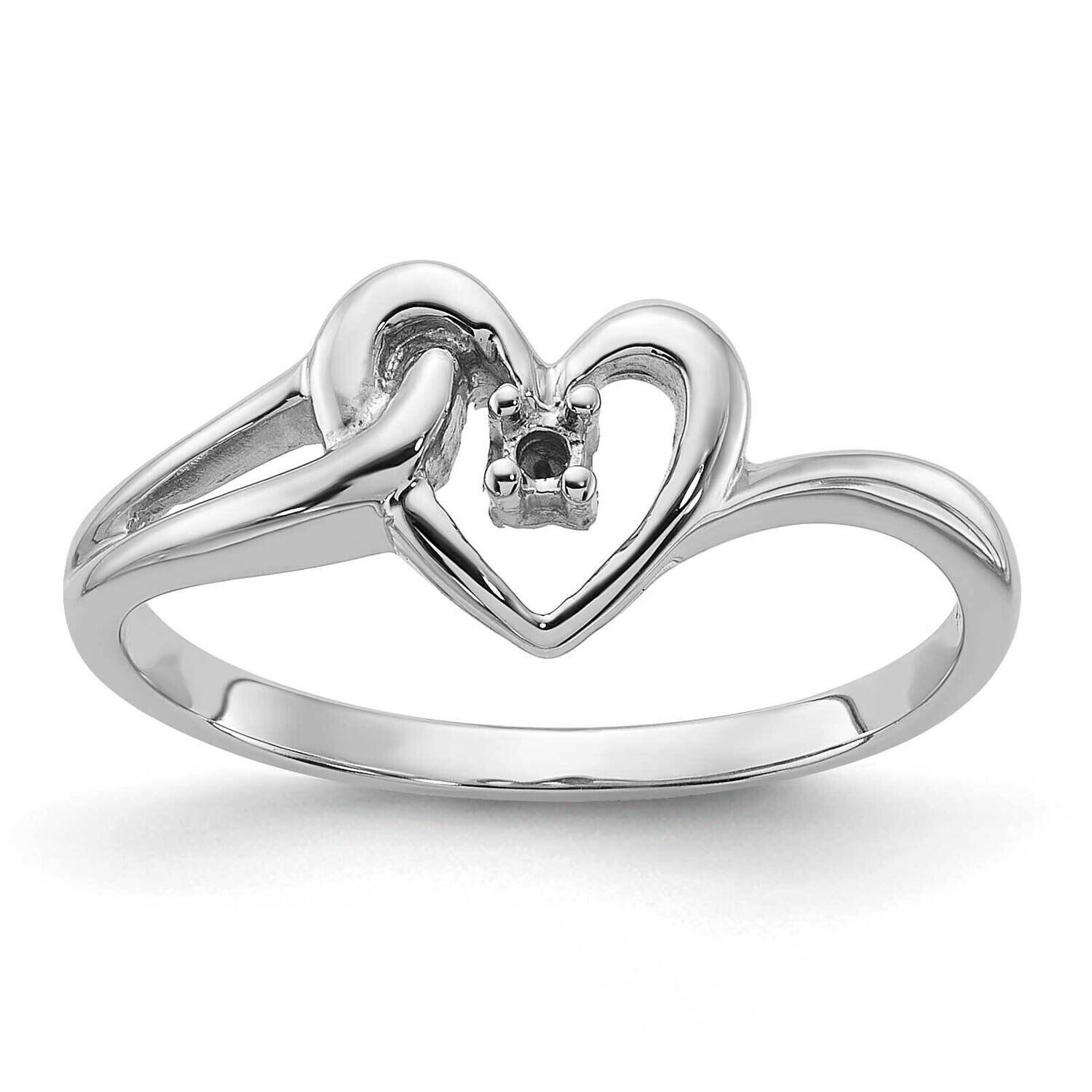 Polished .03ct. Diamond Heart Ring Mounting 14k White Gold Y1766, MPN: Y1766,