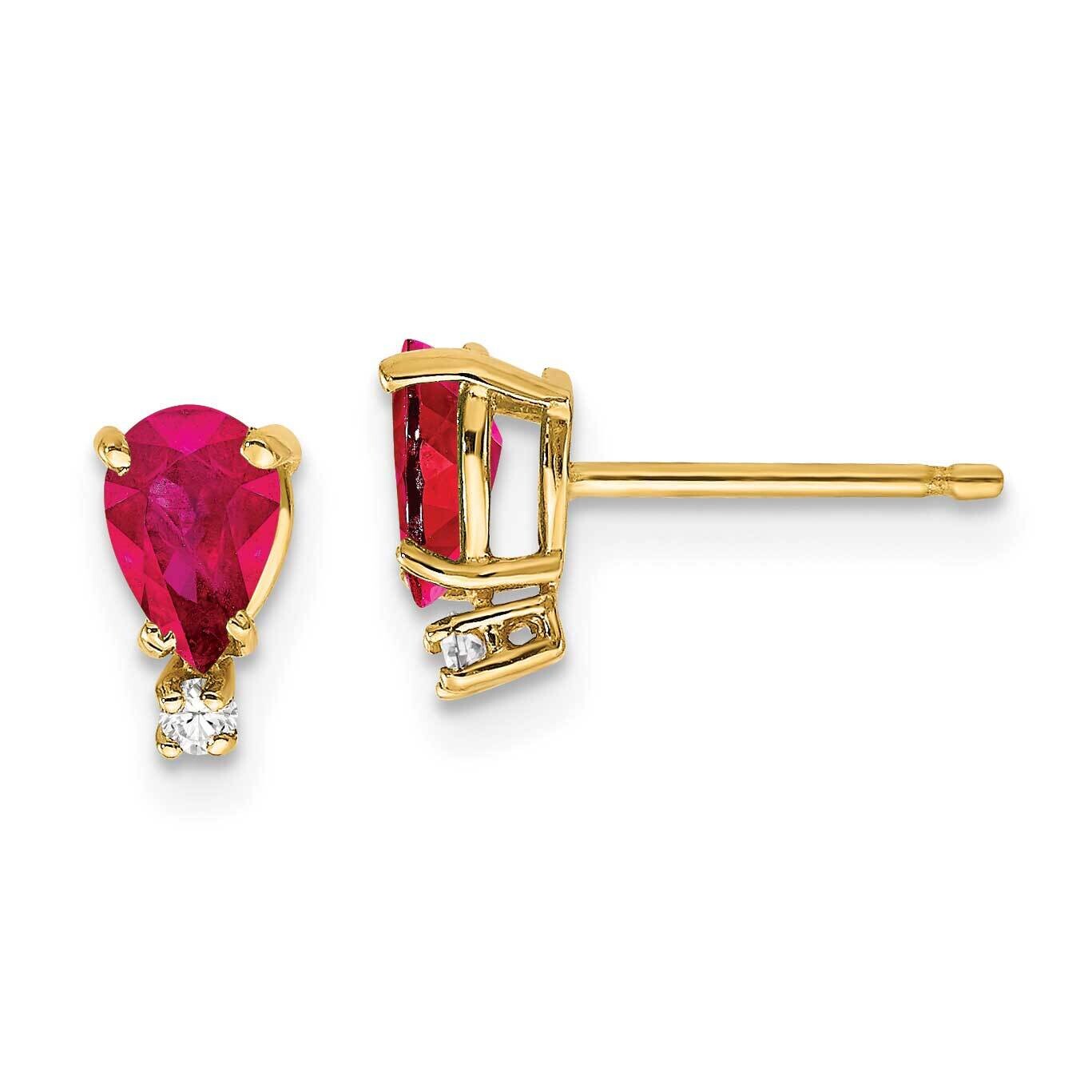 6x4mm Pear Ruby Diamond Earrings 14k Gold XE760R/VS, MPN: XE760R/VS, 883957099156