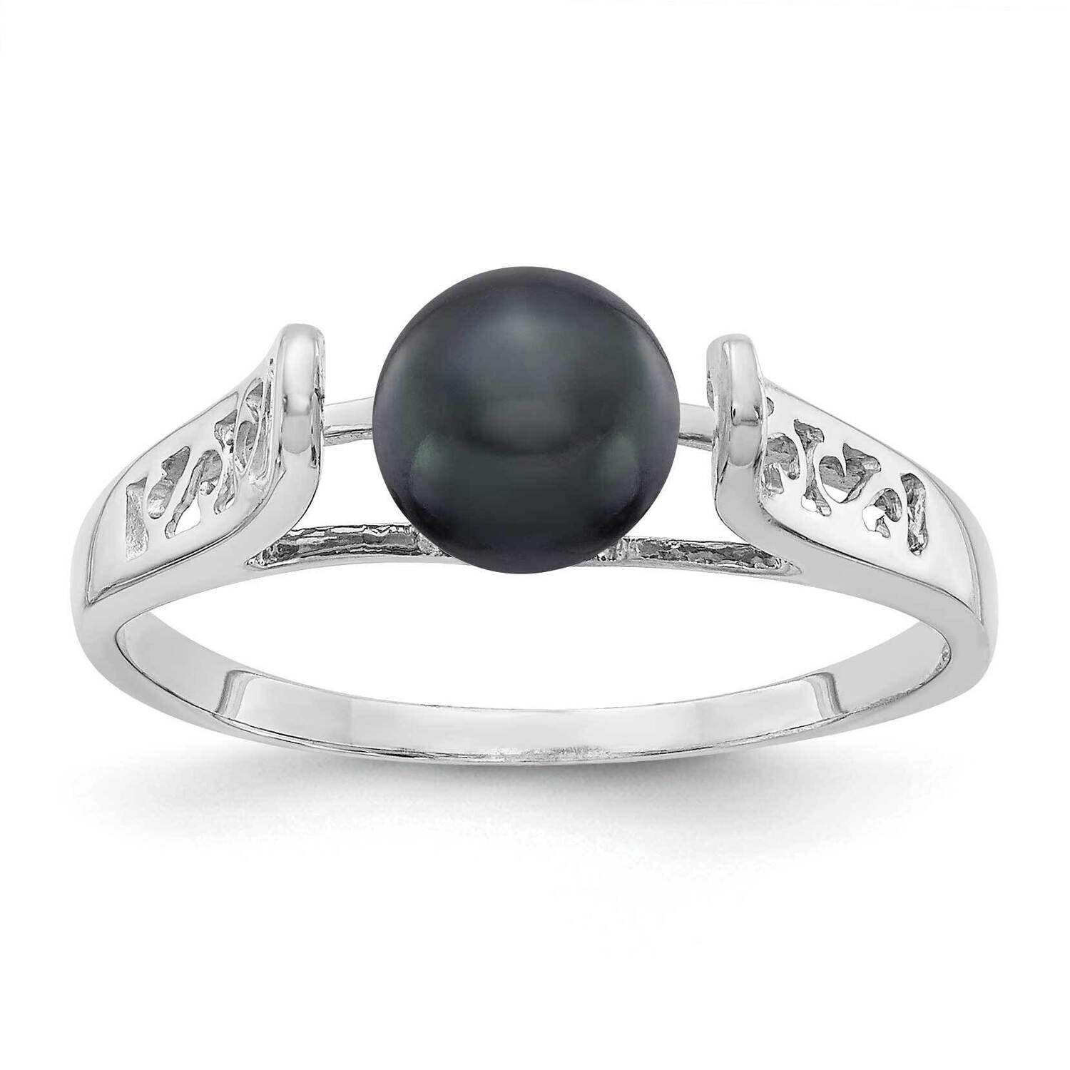 6mm Black Fresh Water Cultured Pearl Ring 14k white Gold Y1846BP, MPN: Y1846BP, 883957053738