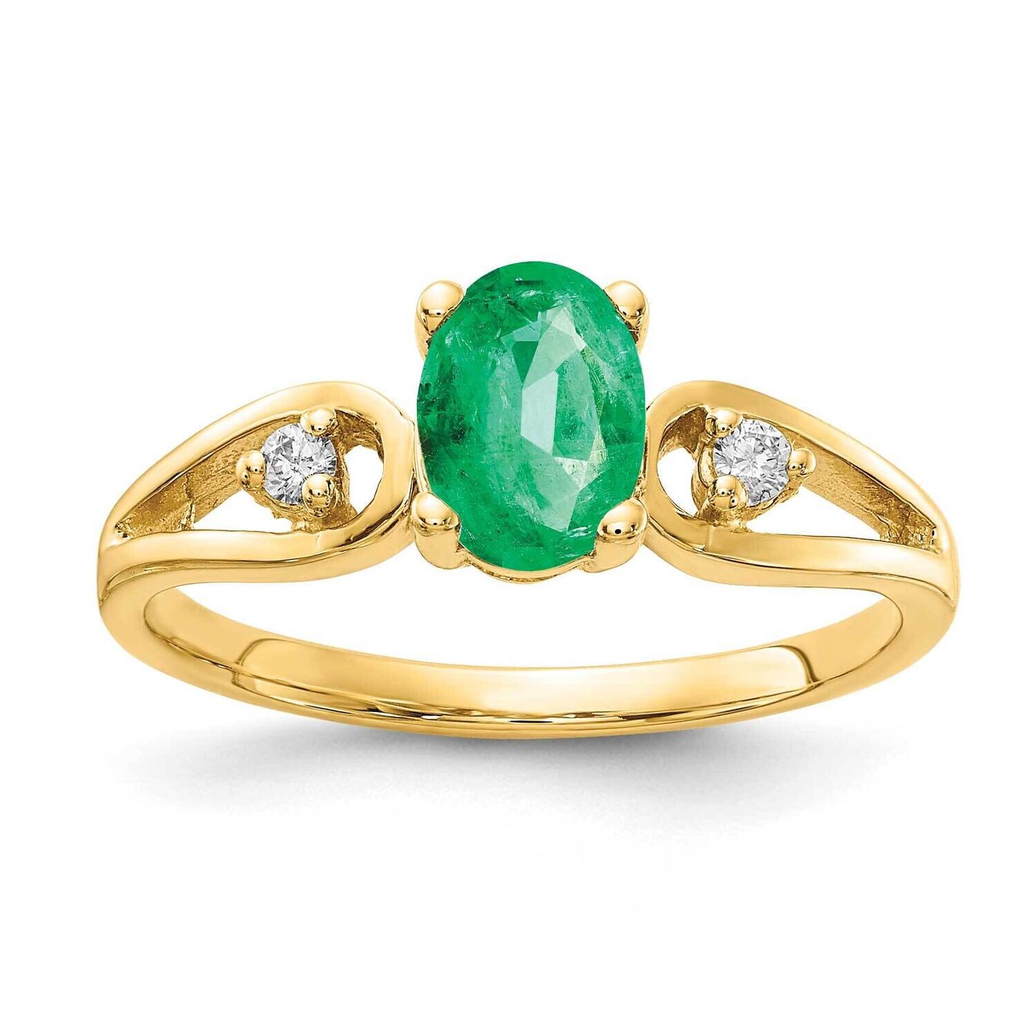 Emerald Diamond Ring 14k Gold 7x5mm Oval Y2189E/A, MPN: Y2189E/A, 883957541525