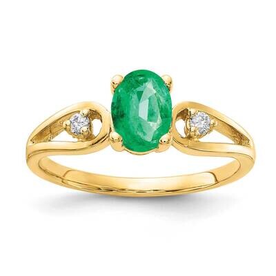 Emerald Diamond Ring 14k Gold 7x5mm Oval Y2189E/A, MPN: Y2189E/A, 883957541525