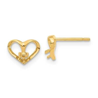 Fancy Diamond Heart Earring Mountings 14k Gold XE21, MPN: XE21, 191101731853