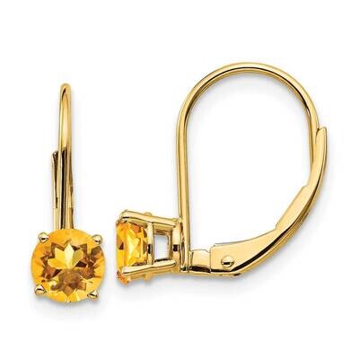 5mm Citrine Leverback Earrings 14k Gold XLB111CI, MPN: XLB111CI, 883957119618