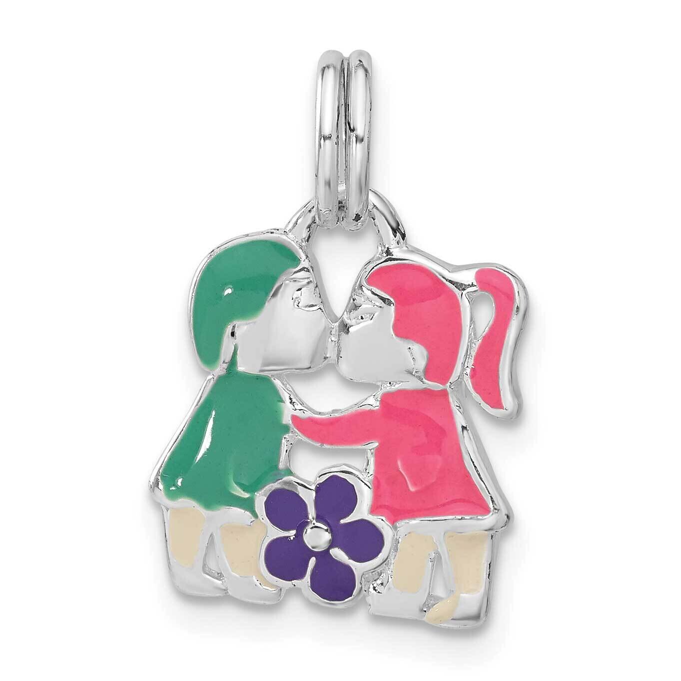 Girl-Boy Kissing Charm Sterling Silver QC4633