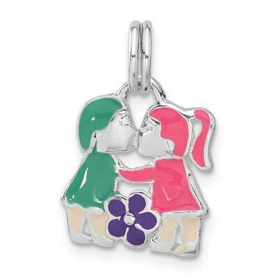 Girl-Boy Kissing Charm Sterling Silver QC4633