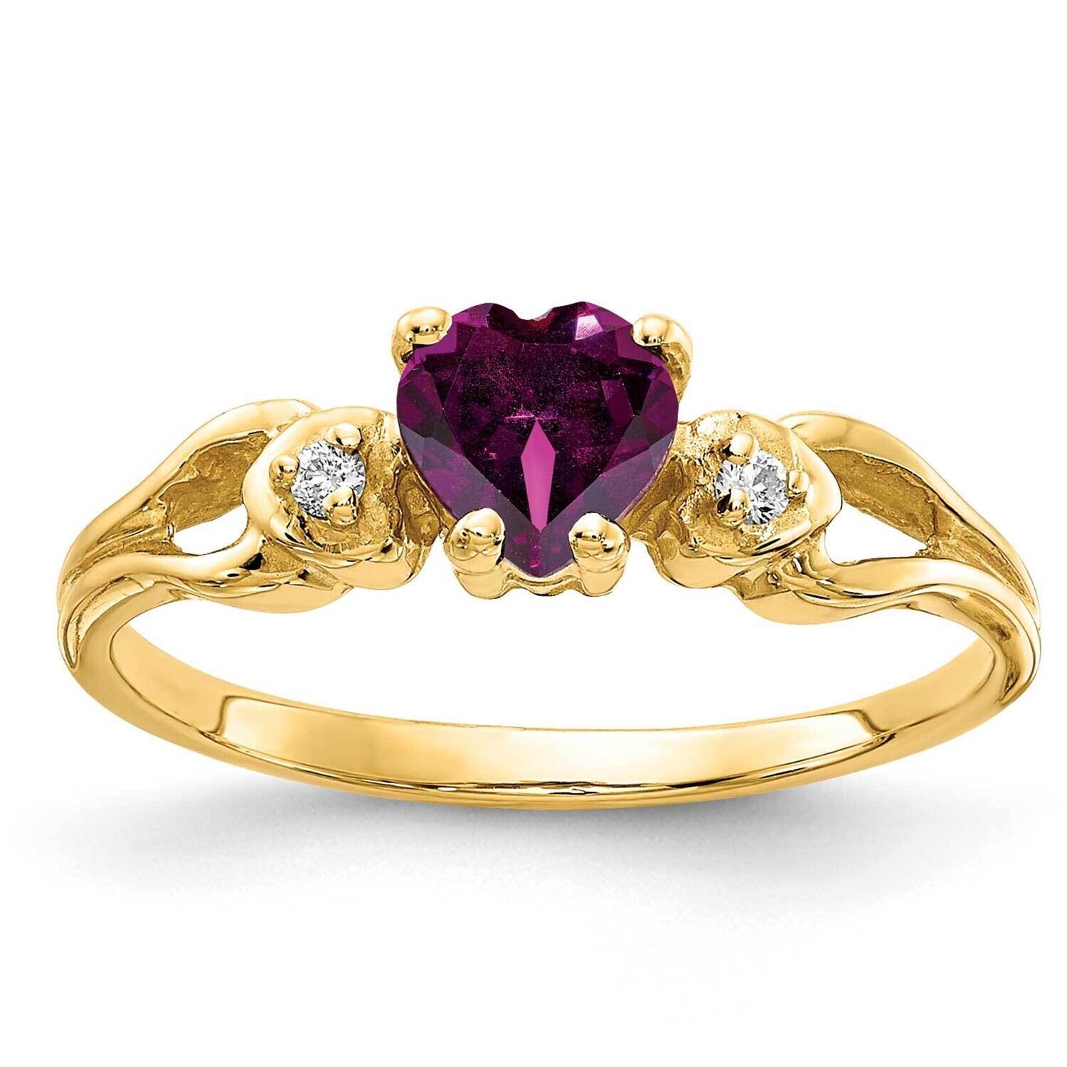 5Mm Heart Rhodolite Garnet Diamond Ring 14k Gold Y2186RG/A, MPN: Y2186RG_AA, 883957649030