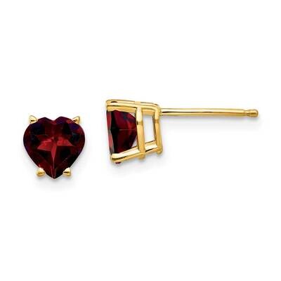 6mm Heart Garnet Earrings 14k Gold XE98GA, MPN: XE98GA, 883957338507