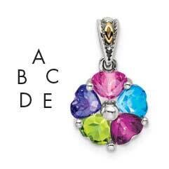 5-Stone Mother&#39;s Pendant Mounting Sterling Silver Antiqued 14k QMPD16/5, MPN: QMPD16/5, 886774323398