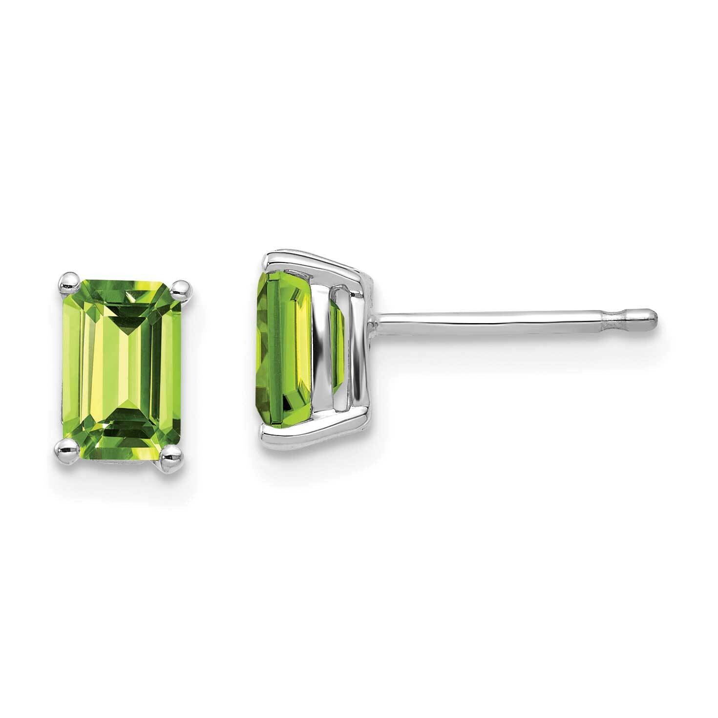 6x4mm Emerald Cut Peridot Earrings 14k White Gold XE65WPE, MPN: XE65WPE, 883957095103