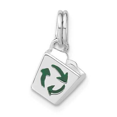 Enamel Recycle Bin Charm Sterling Silver QC7102