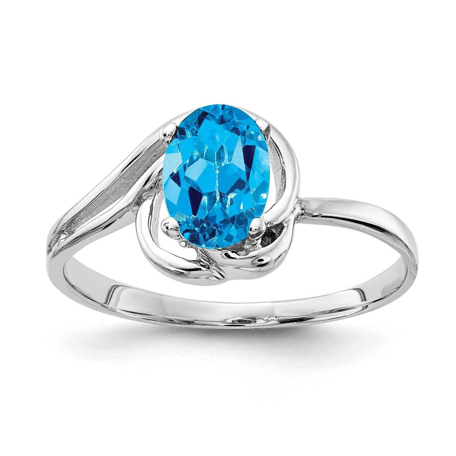 Blue Topaz Ring 14k white Gold 7x5mm Oval X9683BT, MPN: X9683BT, 883957578026