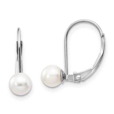 5mm Cultured Pearl Leverback Earrings 14k White Gold XLBW55PL, MPN: XLBW55PL, 883957131412