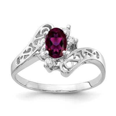 6x4mm Oval Rhodolite Garnet Diamond Ring 14k White Gold X9734RG_AA, MPN: X9734RG_AA, 883957646404