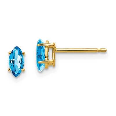 6x3mm Marquise Blue Topaz earring 14k Gold XE102BT, MPN: XE102BT, 883957089256
