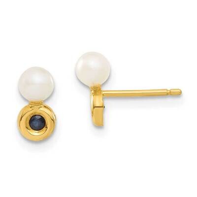 FW Cultured Pearl &amp; CZ Earrings 14k Gold YE155