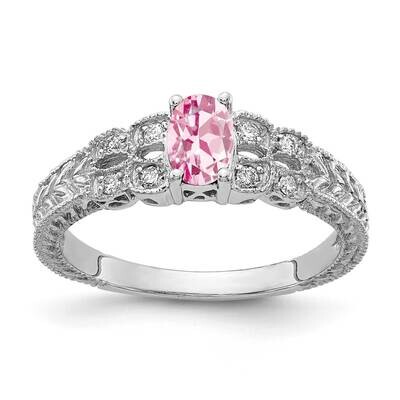 Pink Tourmaline Diamond Ring 14k white Gold 6x4mm Oval Y2065PT/A, MPN: Y2065PT/A, 883957685915