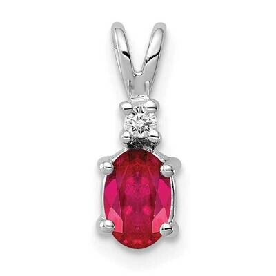 6x4mm Oval Ruby Diamond pendant 14k White Gold XP1003R/AA, MPN: XP1003R/AA, 883957166490