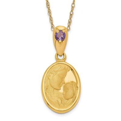 Heaven&#39;s Gift with 18 Inch chain February Necklace 14k Gold XU691