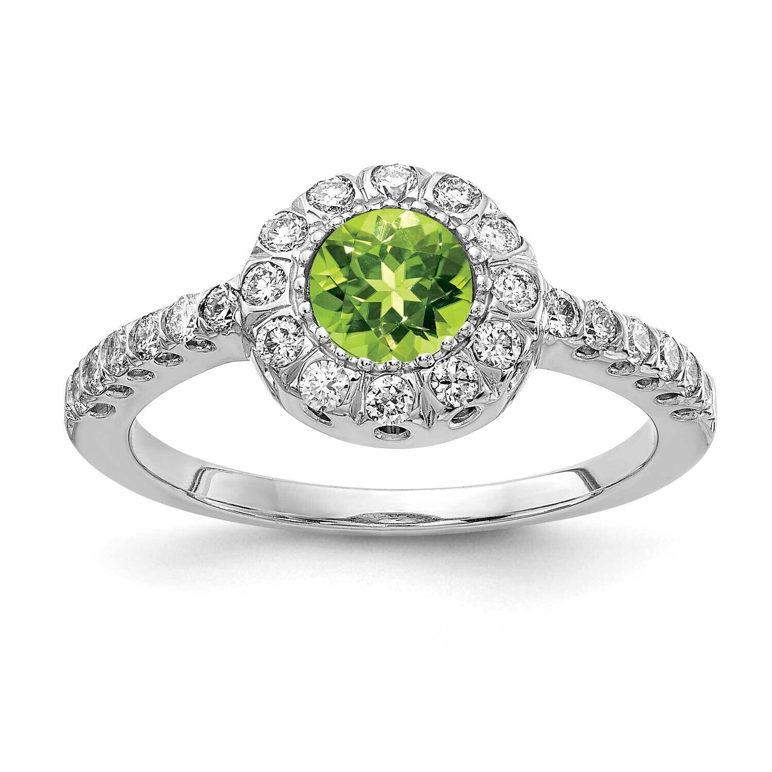 5mm Peridot Diamond Ring 14k white Gold X9641PE/A, MPN: X9641PE/A, 883957372310