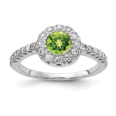 5mm Peridot Diamond Ring 14k white Gold X9641PE/A, MPN: X9641PE/A, 883957372310