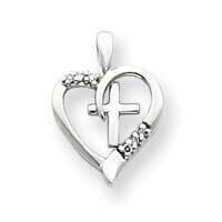AAA Diamond Heart &amp; Cross Pendant 14k White Gold XP1769WAAA, MPN: XP1769WAAA, 883957999838