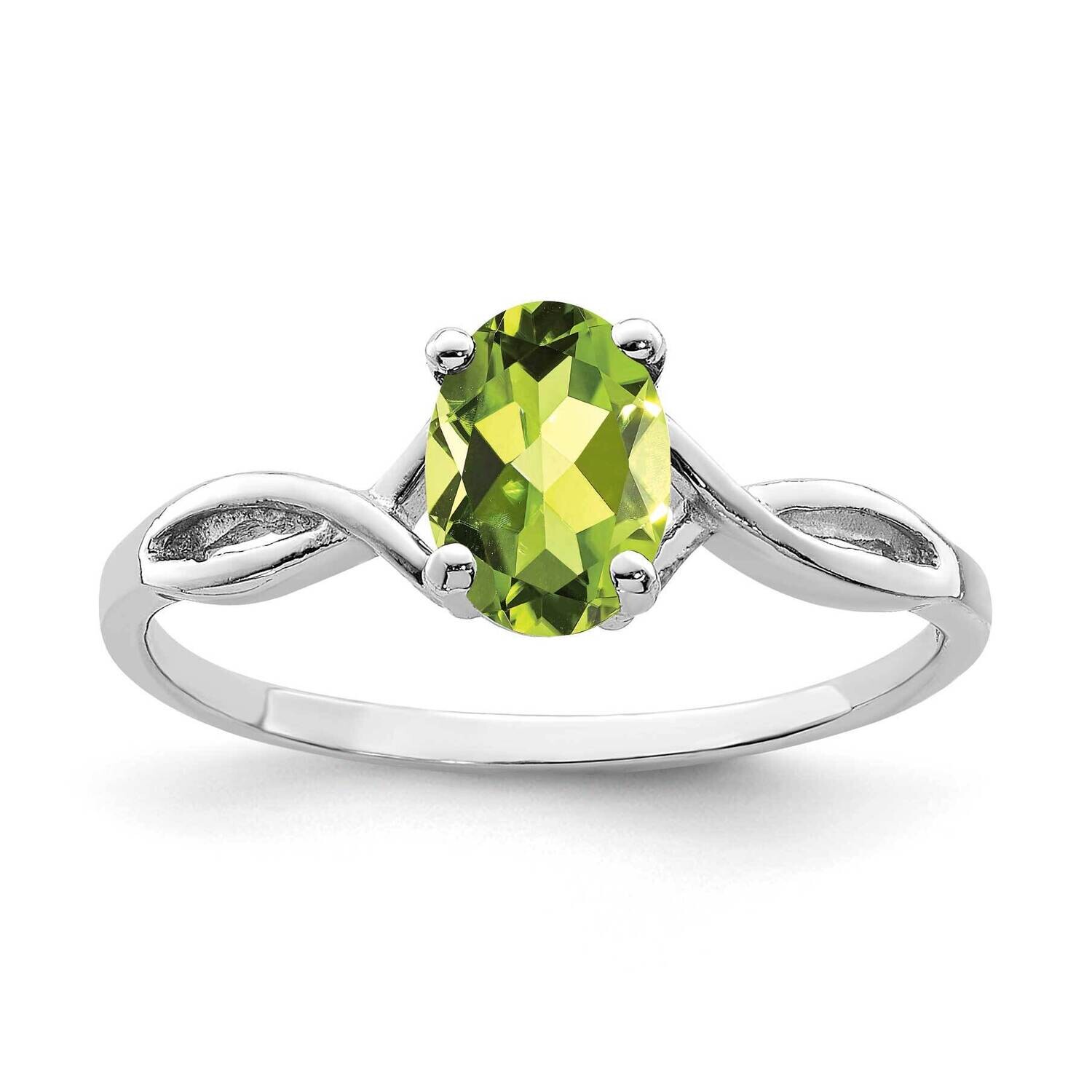 Peridot Ring 14k white Gold 7x5mm Oval Y2198PE, MPN: Y2198PE, 883957554624