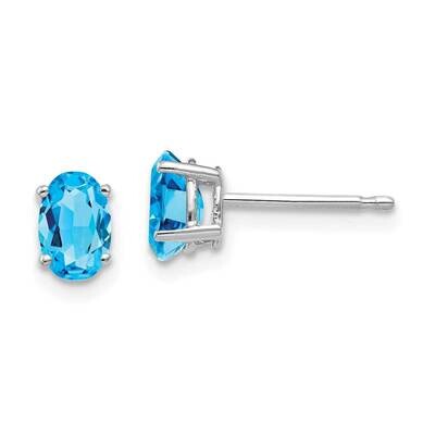 6x4mm Oval Blue Topaz Earrings 14k White Gold XE86WBT, MPN: XE86WBT, 883957106595
