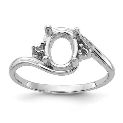 Polished .03ct. Diamond &amp; 8x6 Oval Gemstone Ring Mounting 14k White Gold Y2246, MPN: Y2246,