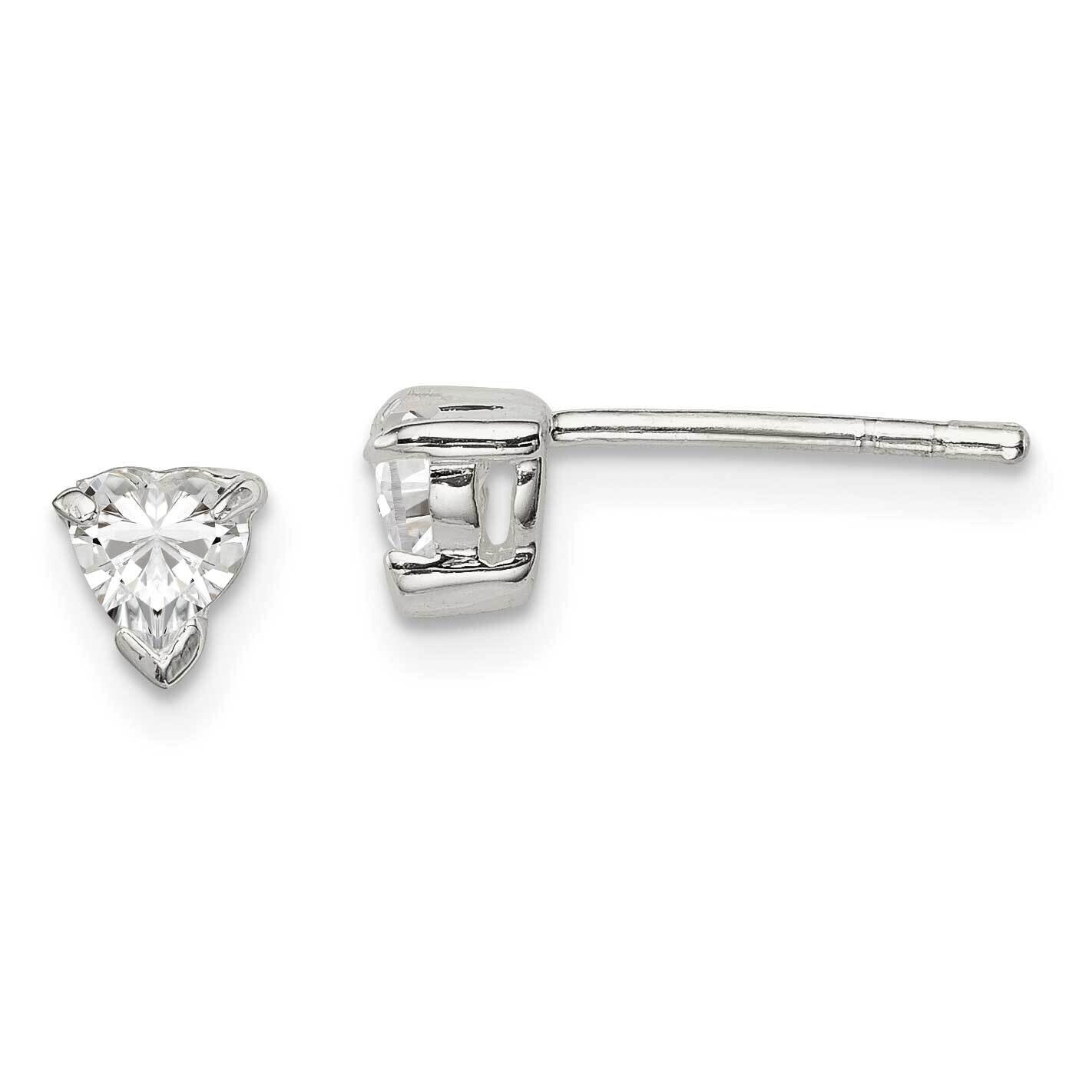 4mm Heart Diamond Stud Earrings Sterling Silver QE3156, MPN: QE3156, 883957718088