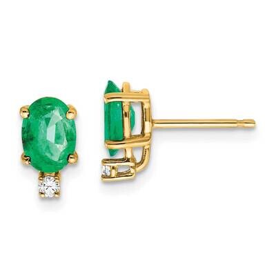 7x5mm Oval Emerald &amp; Diamond Earrings 14k Gold XE756E/AAA, MPN: XE756E/AAA, 883957098487