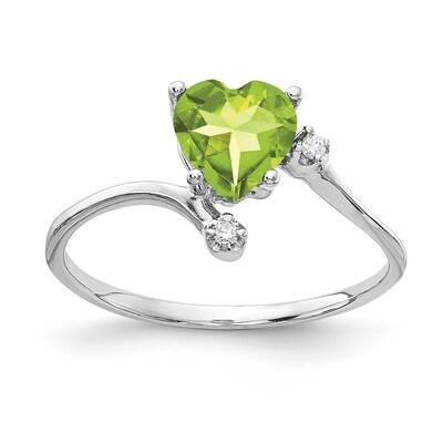 6mm Heart Peridot Diamond Ring 14k White Gold Y2155PE_AA, MPN: Y2155PE_AA, 883957658742