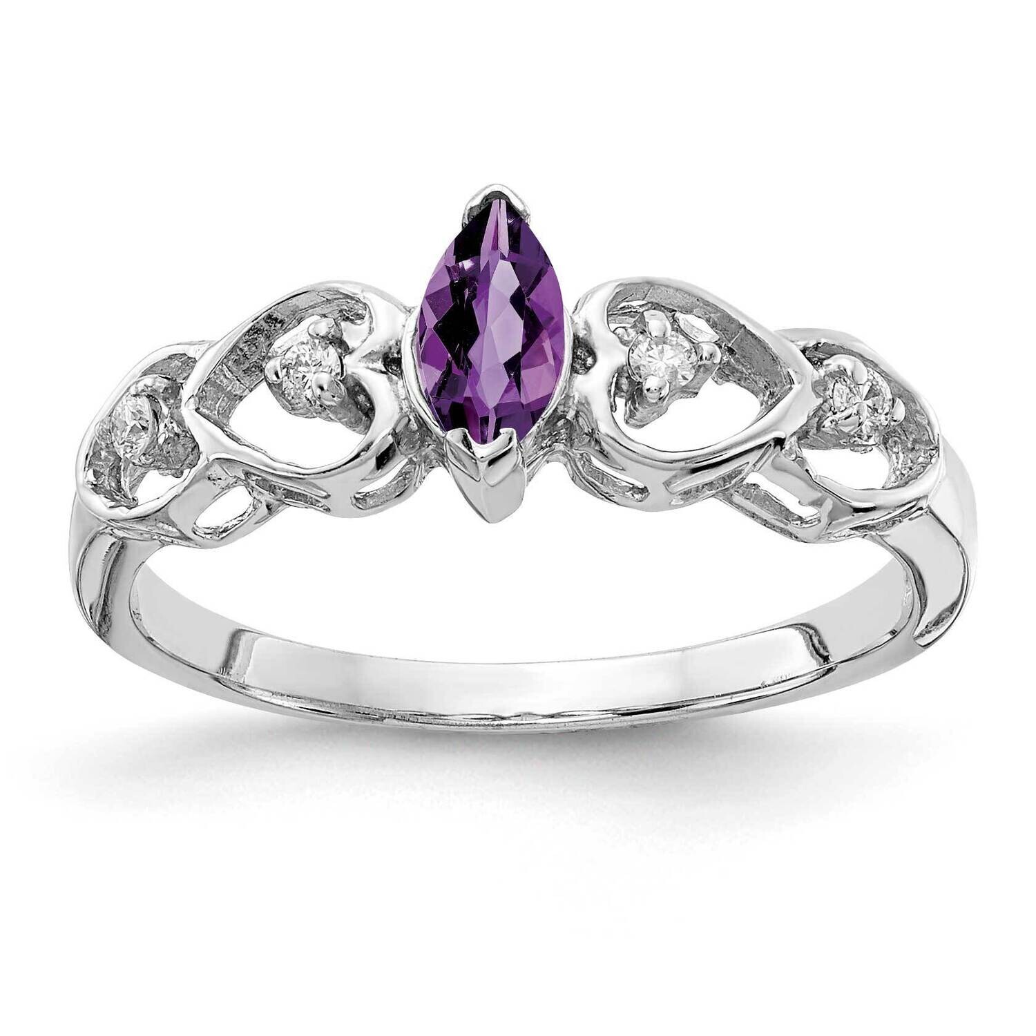 Amethyst Diamond Ring 14k white Gold 6x3mm Marquise X9699AM/A