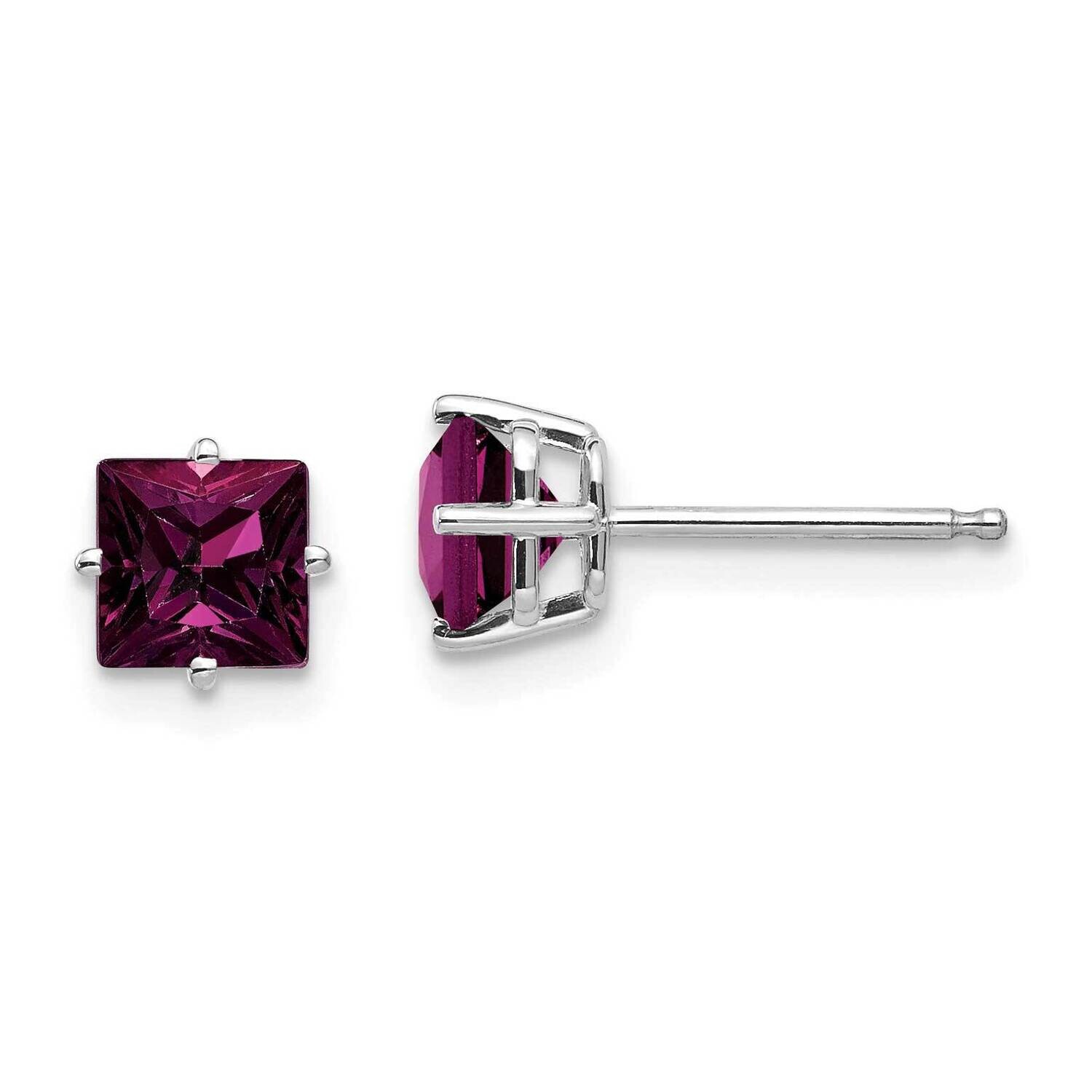 Rhodolite Garnet Diamond Princess Stud Earrings 14k Gold XE61WRG, MPN: XE61WRG, 883957094199