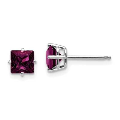 Rhodolite Garnet Diamond Princess Stud Earrings 14k Gold XE61WRG, MPN: XE61WRG, 883957094199