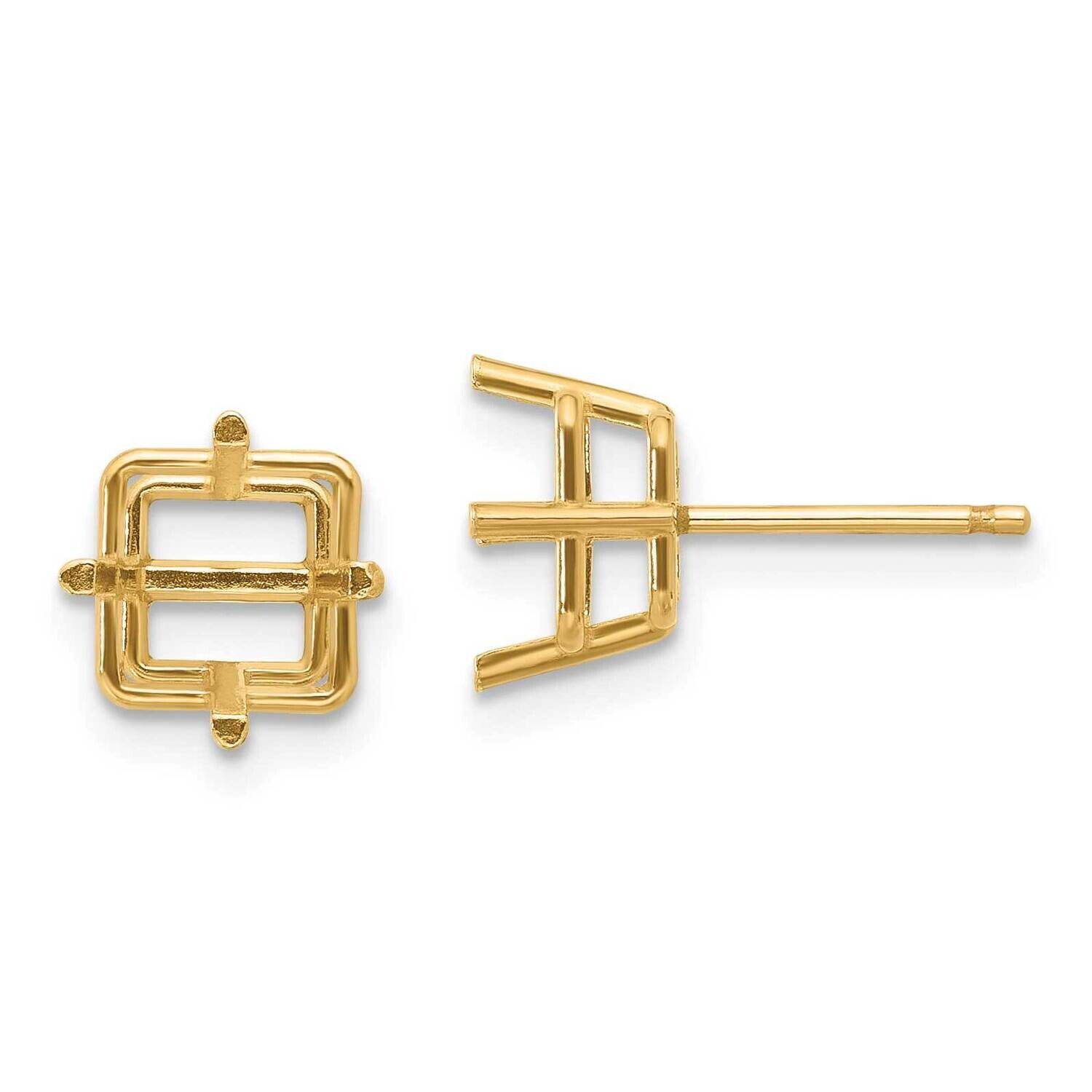 7mm Square Earring Mountings 14k Gold XE63, MPN: XE63, 191101835001