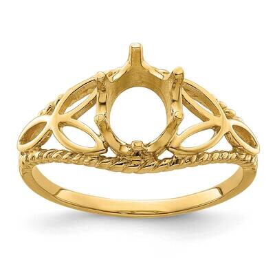 8x6 Oval Gemstone Filigree Ring Mounting 14k Gold Polished X6102, MPN: X6102,