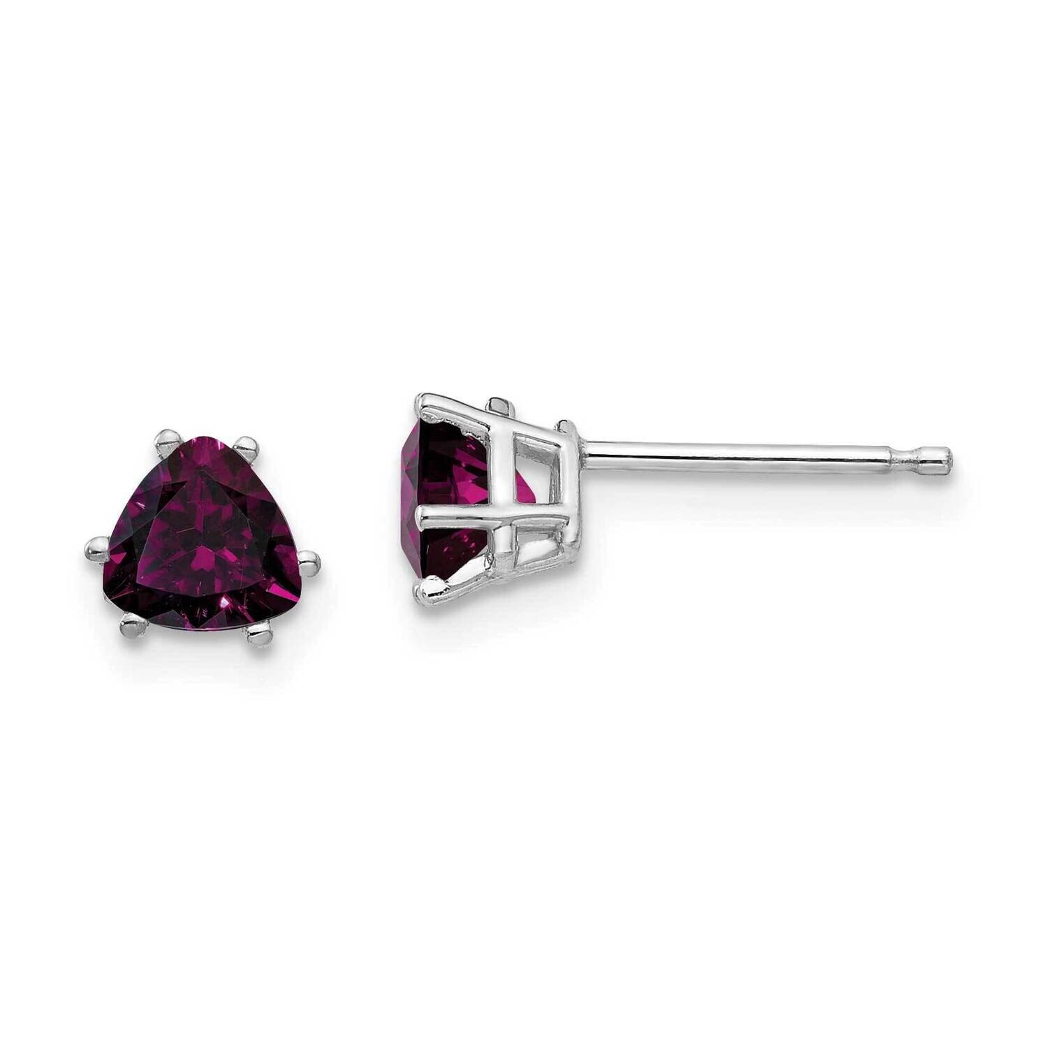 Rhodolite Garnet Diamond Trillion Stud Earrings 14k Gold XE93WRG, MPN: XE93WRG, 883957109701