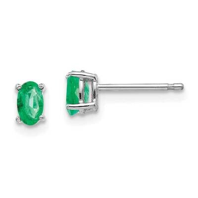 Emerald Earrings 14k White Gold XE85WE-B, MPN: XE85WE-B, 883957339092
