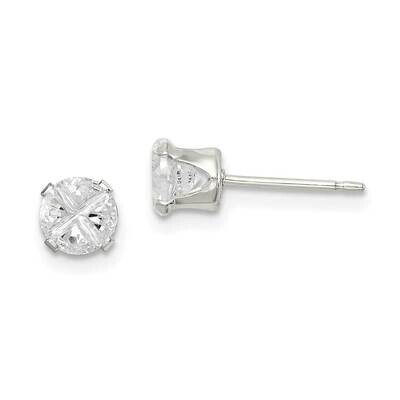 4.5mm Round 4 Prong Diamond Stud Earrings Sterling Silver QE7474, MPN: QE7474, 883957577029