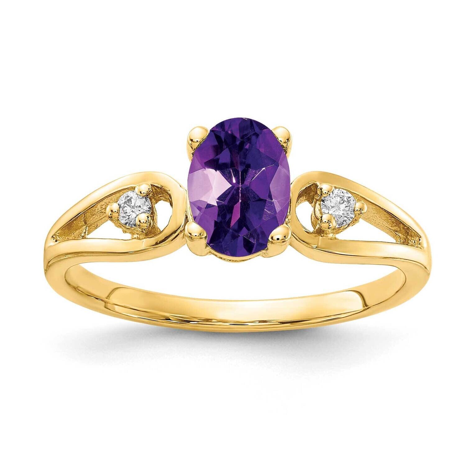 7x5mm Oval Amethyst Checker Diamond Ring 14k Gold Y2189AM_AA, MPN: Y2189AM_AA, 883957538723