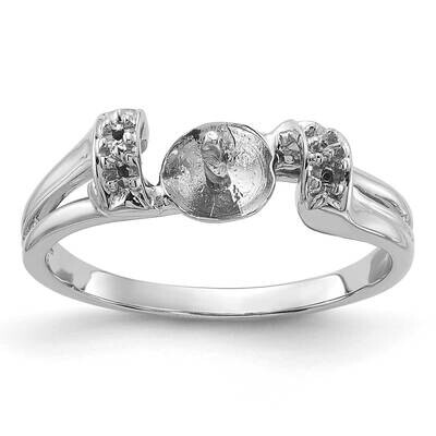 Polished .04ct. Diamond &amp; Cultured Pearl Ring Mounting 14k White Gold Y1852, MPN: Y1852,