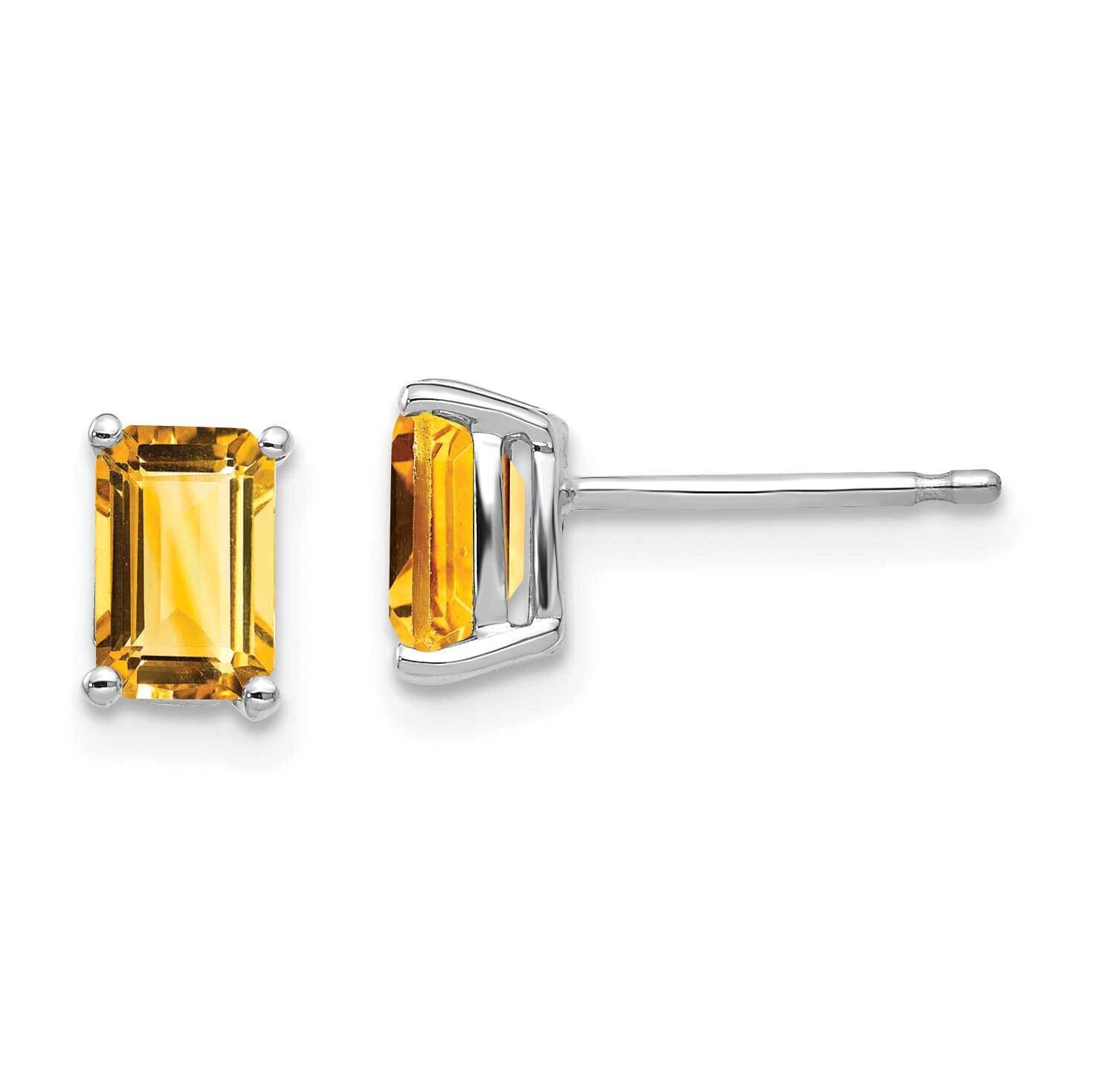 6x4mm Emerald Cut Citrine Earrings 14k White Gold XE65WCI, MPN: XE65WCI, 883957095059
